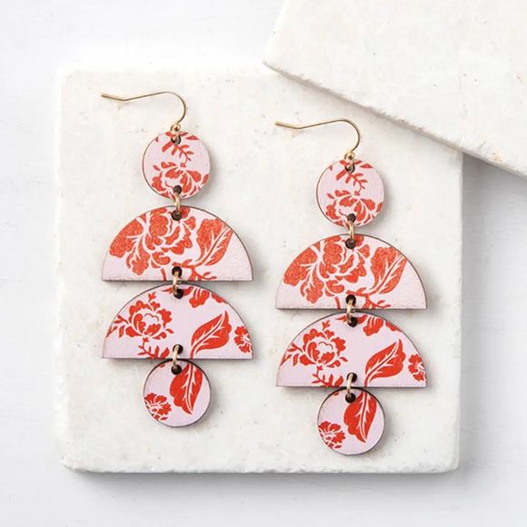 New Plunder "Mo Sweet" Reversible Wooden Earrings (3") - Picture 2 of 6